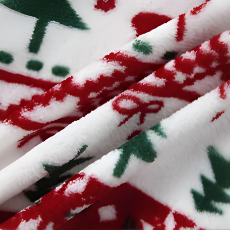 Christmas Print Plush Winter Cardigan Warm Long Sleeve Jacket