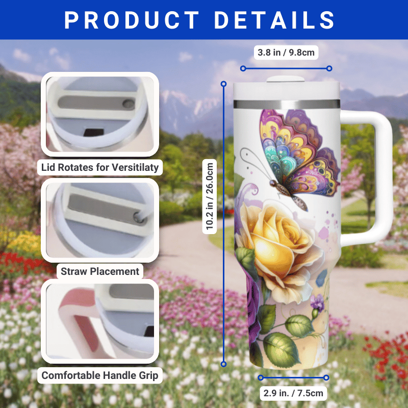 the product details of a travel mug