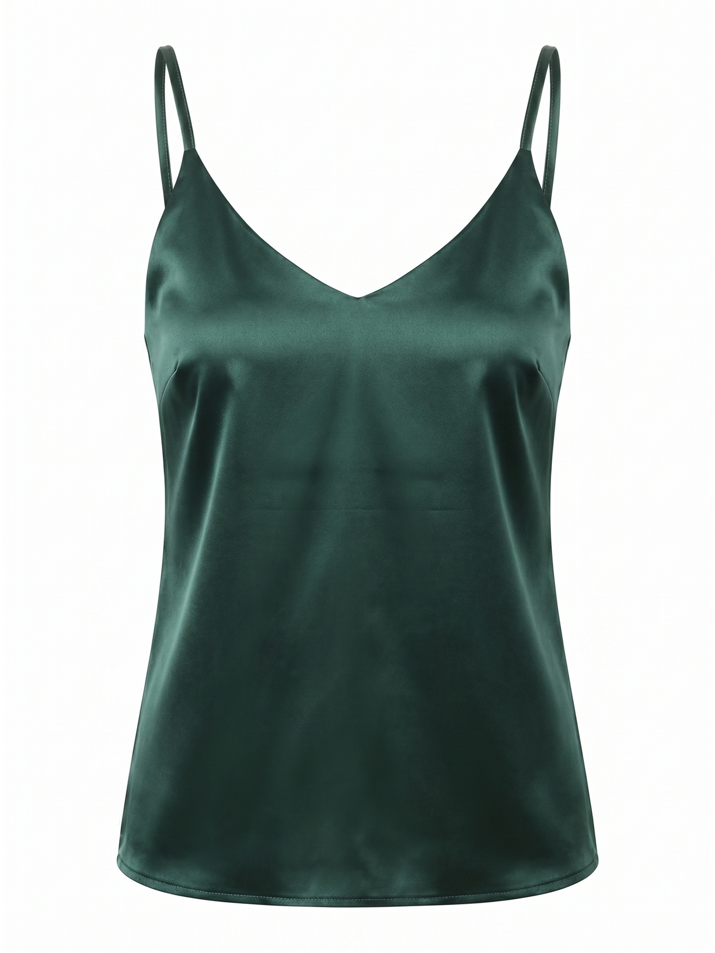 Dark Green Spaghetti Strap Satin Tank Top