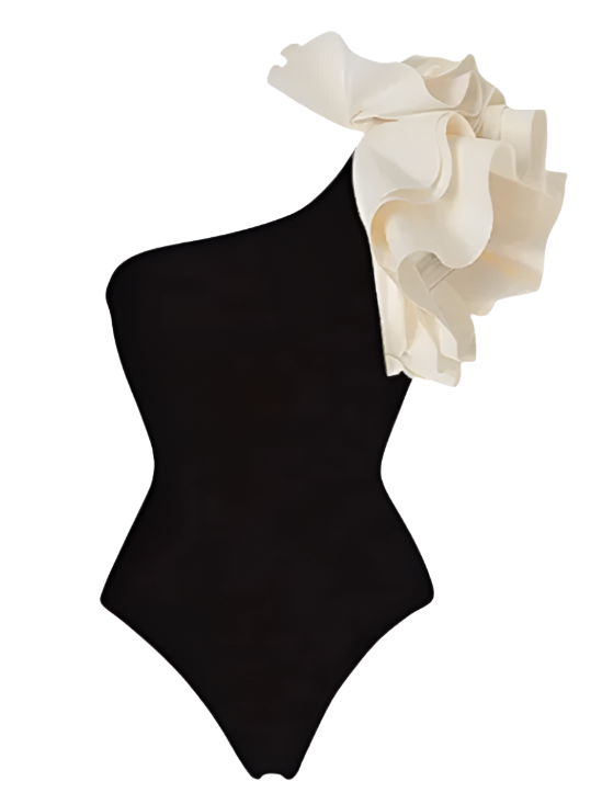 One-Shoulder Floral Swimsuit Set with Ruffle Detail & Cover-Up – Women’s Beachwear