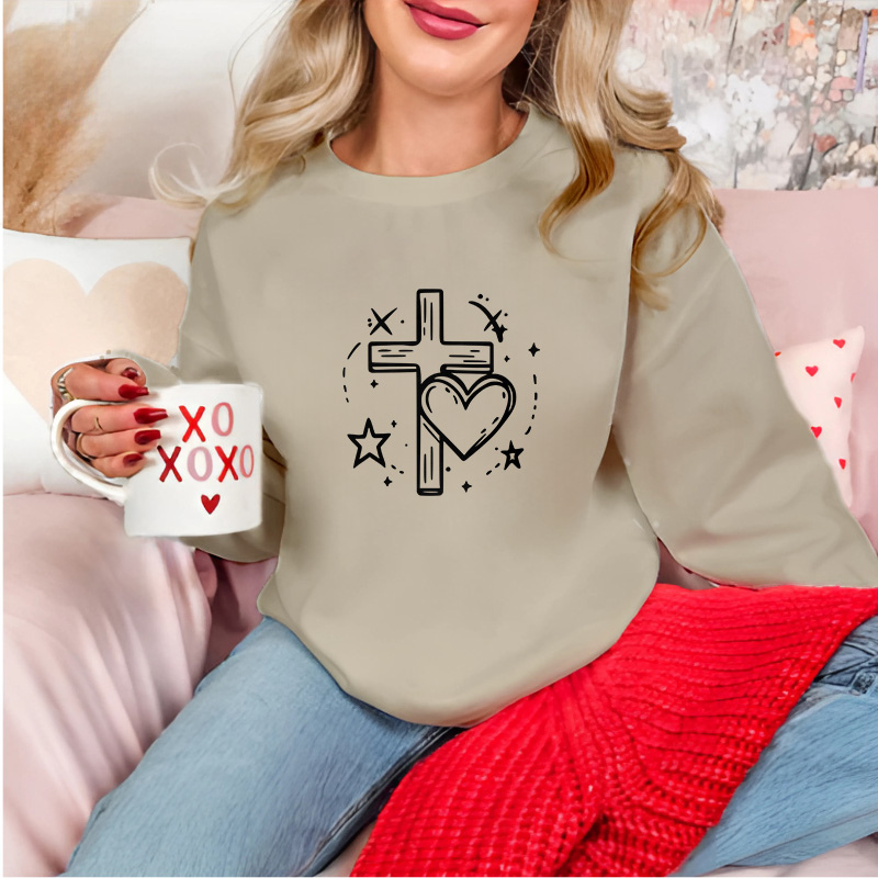 LOVED Cross Heart | Women Christian Valentine Sweatshirt