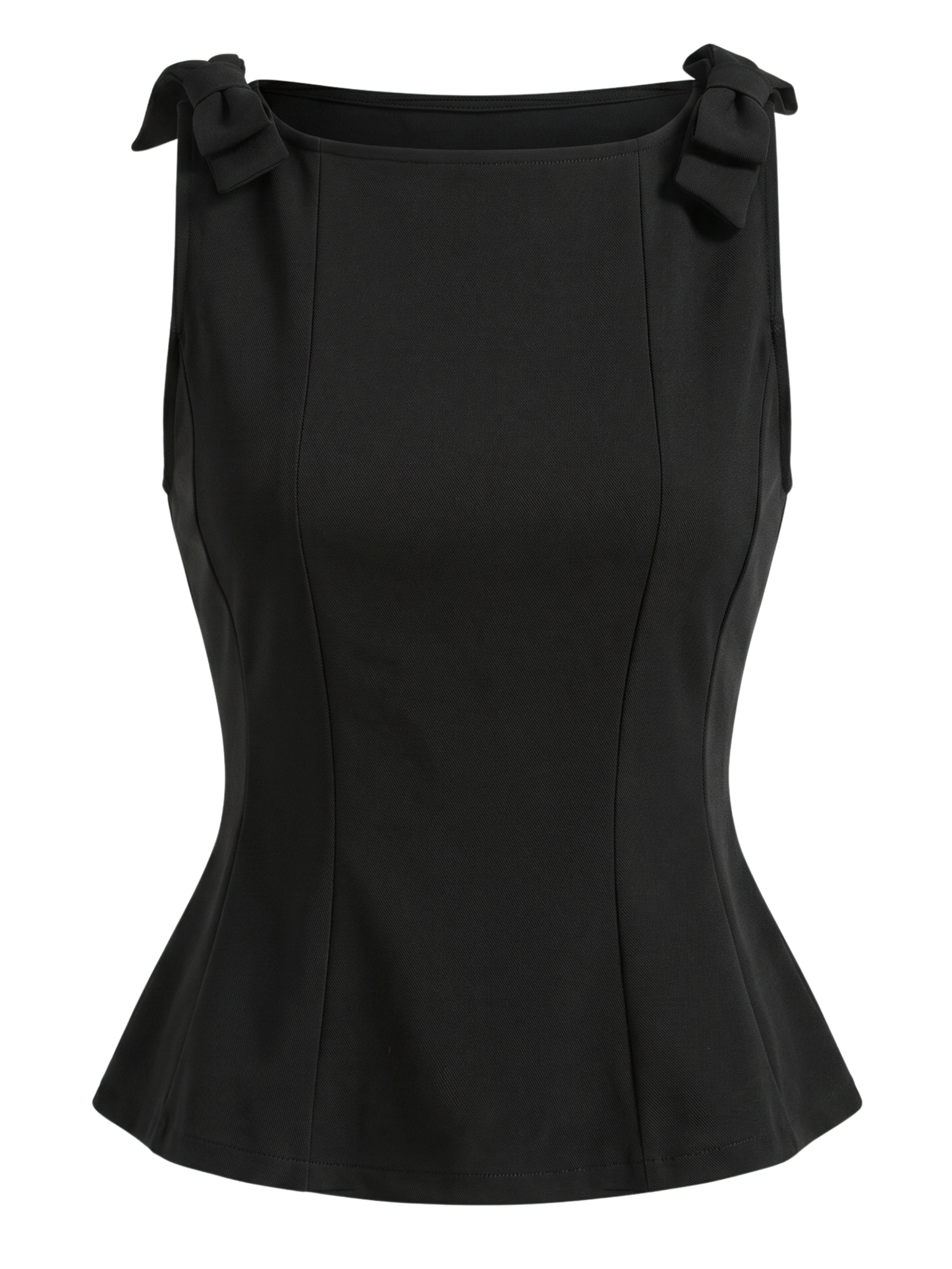 Black Bowknot Sleeveless Cropped Tank Top