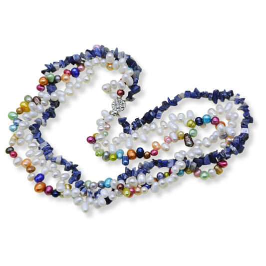 Baroque Pearl Necklace With Semi Precious Stones