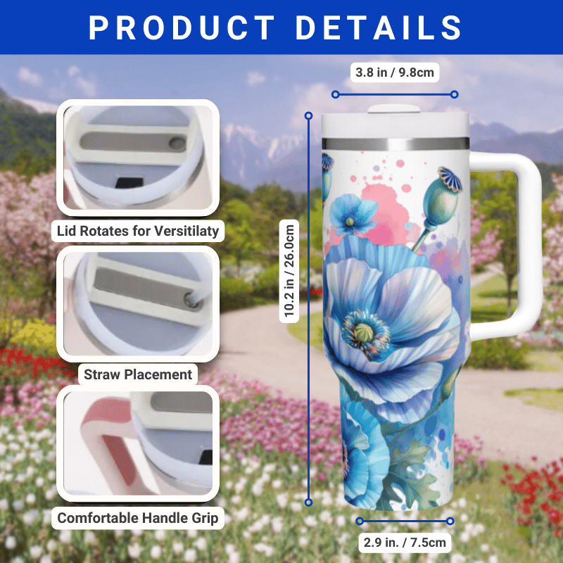 the product details for the travel mug