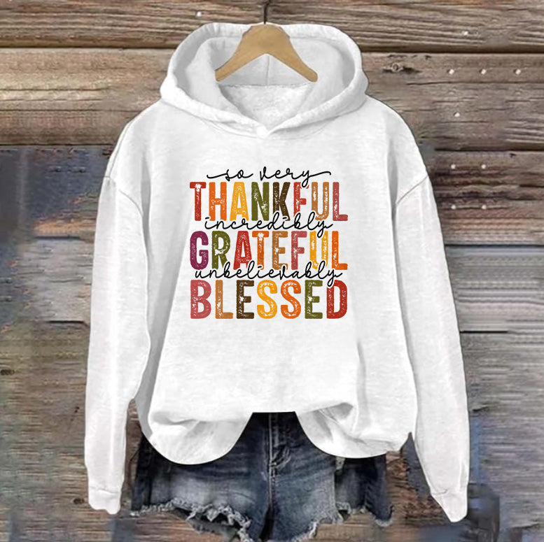 THANKFUL GRATEFUL BLESSED | Women's Thanksgiving Hoodie