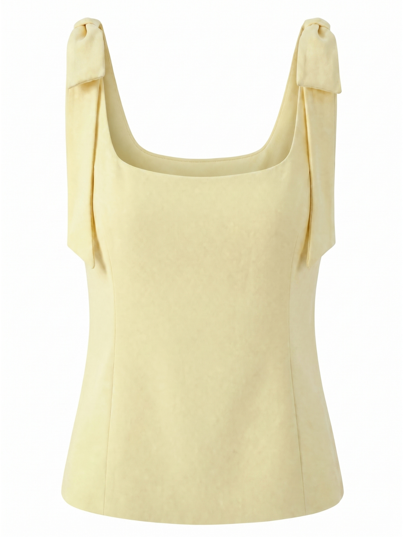 Butter Yellow Casual Bow Tank Top