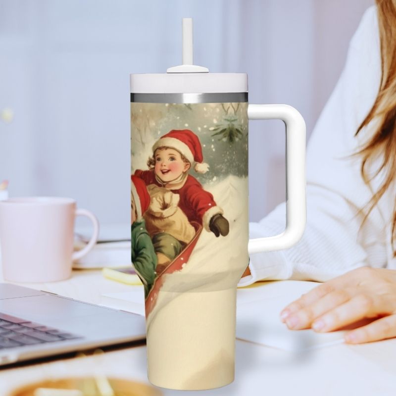 Vintage Snow Sledding Scene | 40 oz Tumbler