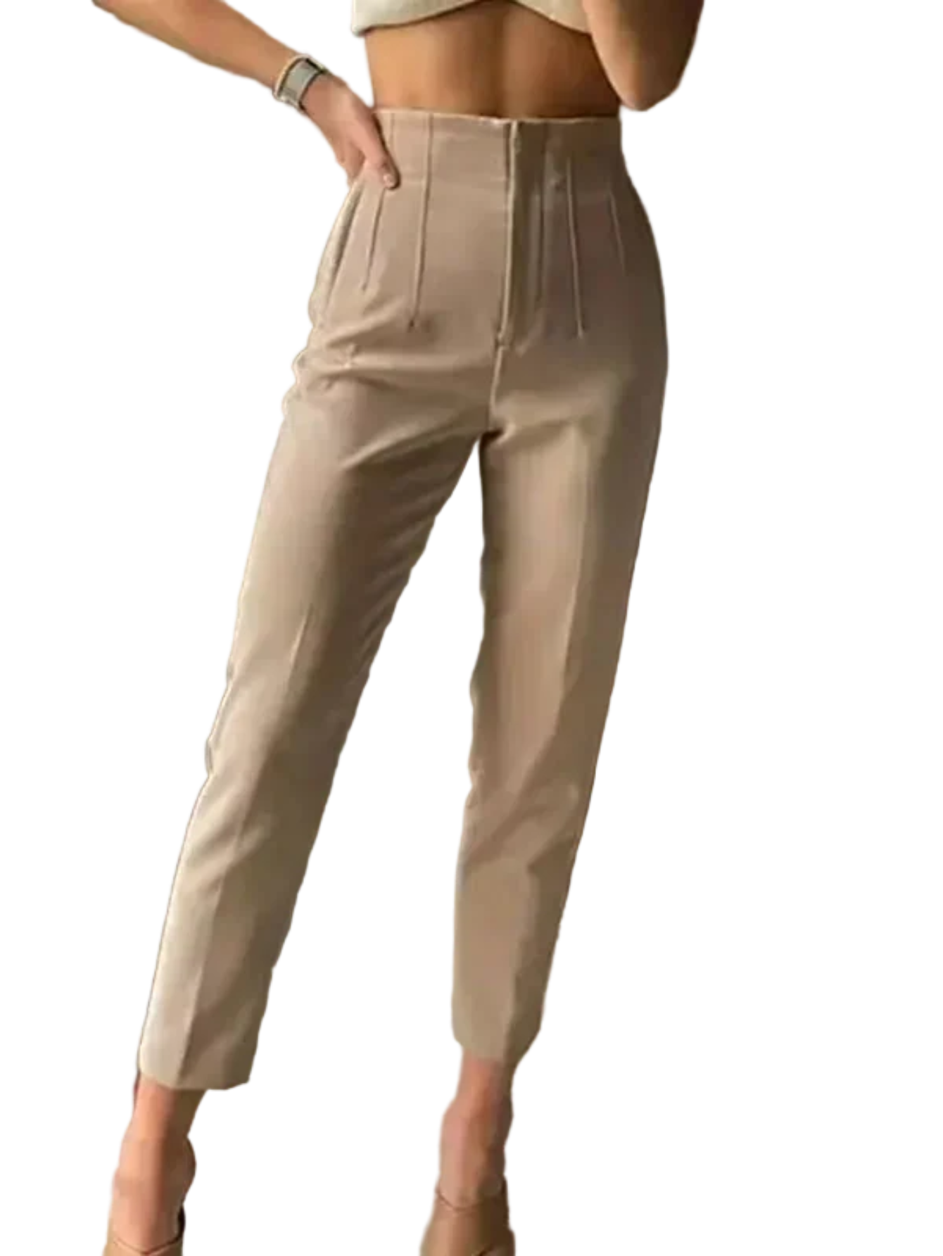 High Waist Pencil Trousers For Womens Office Wear in Beige, White & Khaki