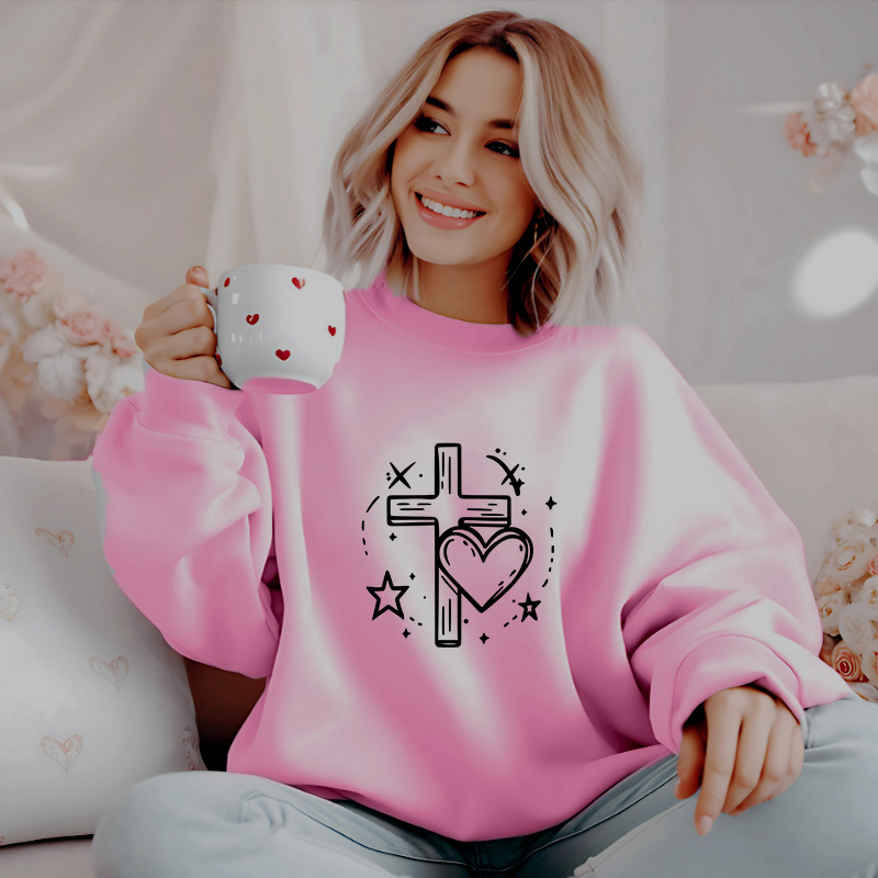 LOVED Cross Heart | Women Christian Valentine Sweatshirt