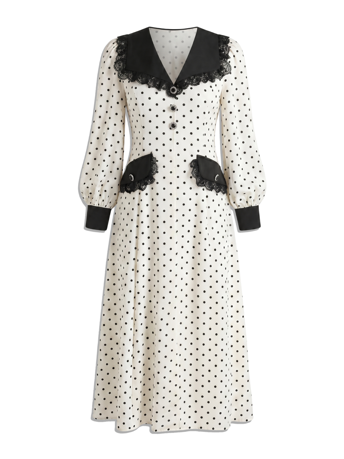 Slim Print Womens Dress With Doll Collar For Office Midi