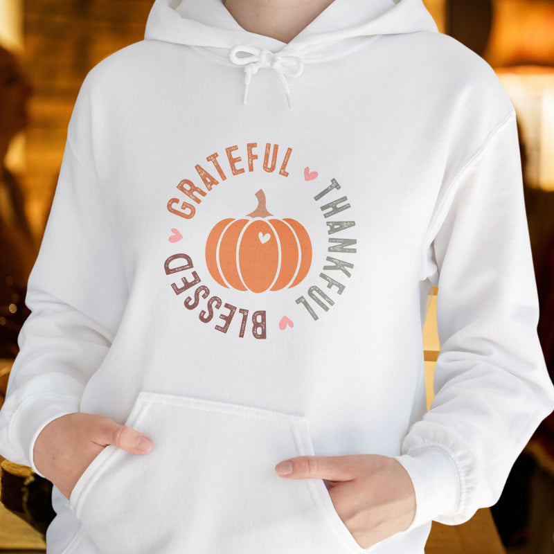 GRATEFUL THANKFUL BLESSED | Women's Thanksgiving Hoodie