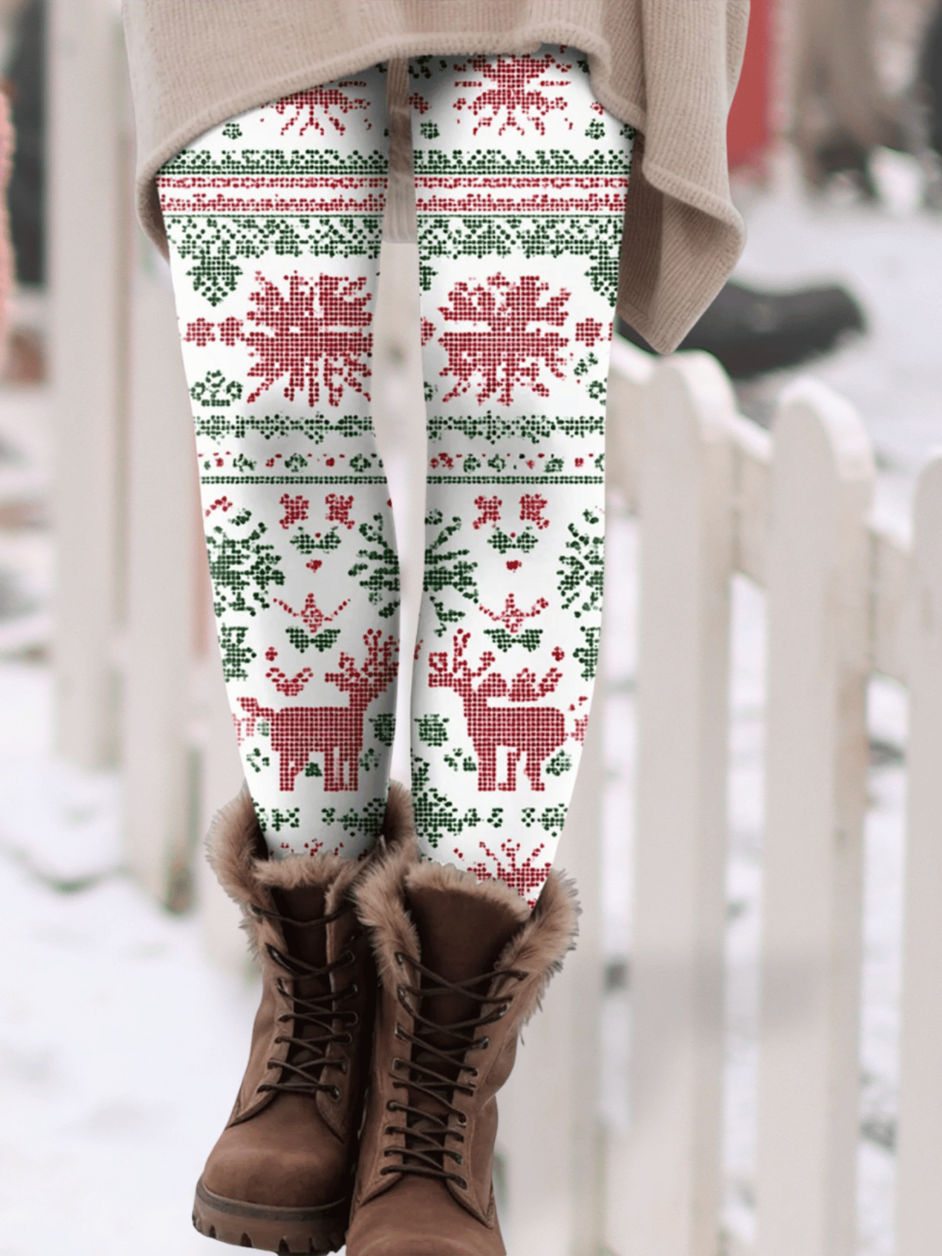 Christmas Print Warm Leggings