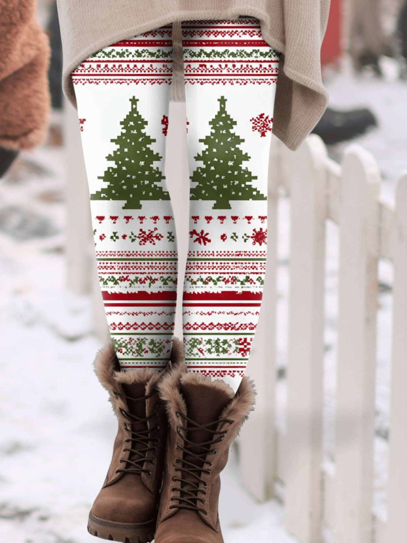 Christmas Print Warm Leggings