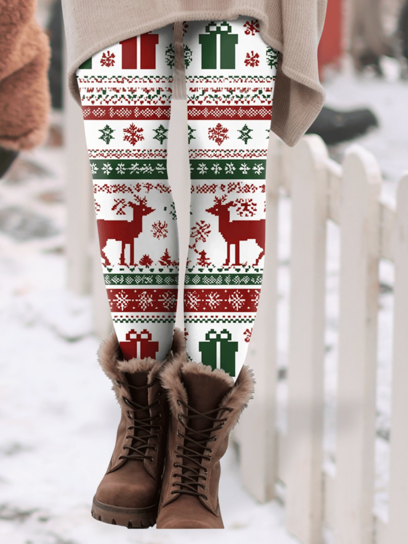 Christmas Print Warm Leggings