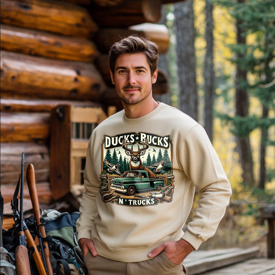 DUCKS BUCKS N' TRUCKS | Men's Fall Sweatshirt