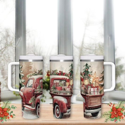 Vintage Red Christmas Truck | 40 oz Tumbler