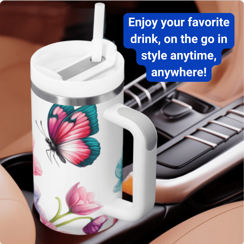 Colorful Anemones Flowers & Butterfly 40 oz Tumbler