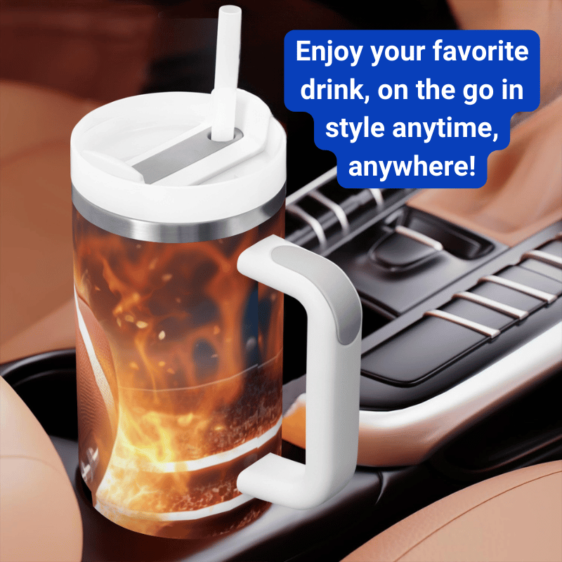 a cup with a drink inside of it sitting on a car dashboard