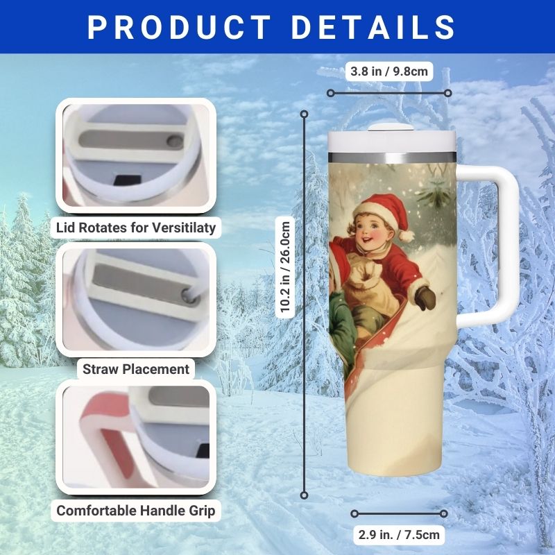 Vintage Snow Sledding Scene | 40 oz Tumbler