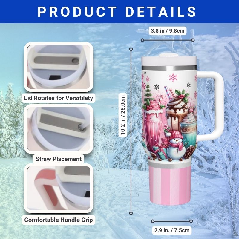 Christmas Frosted Pink Sodas | 40 0z Tumblers