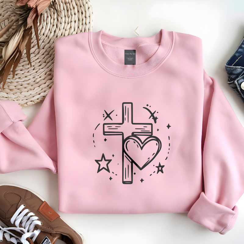 LOVED Cross Heart | Women Christian Valentine Sweatshirt