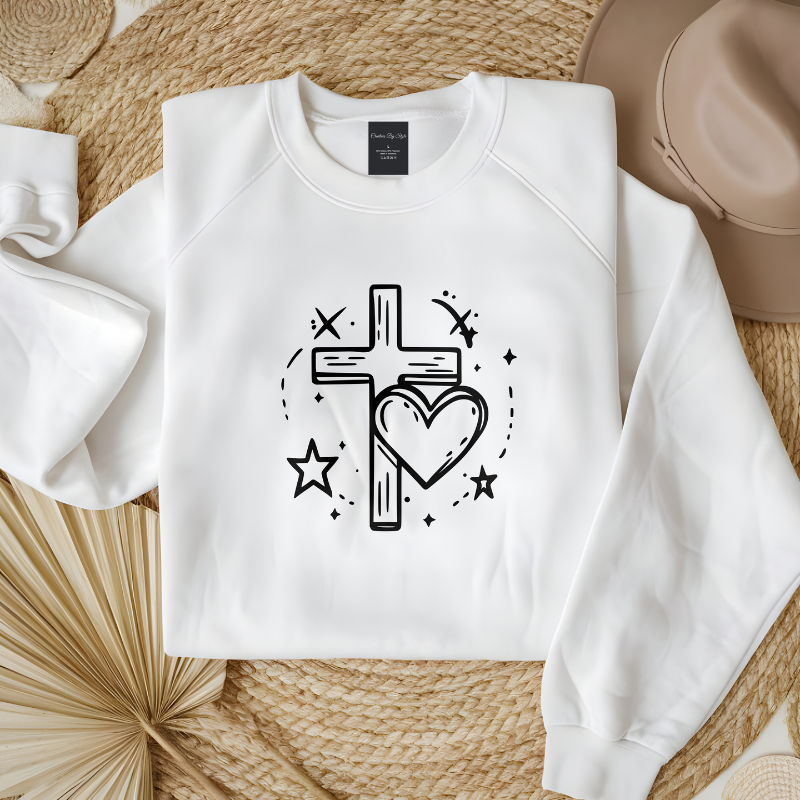 LOVED Cross Heart | Women Christian Valentine Sweatshirt