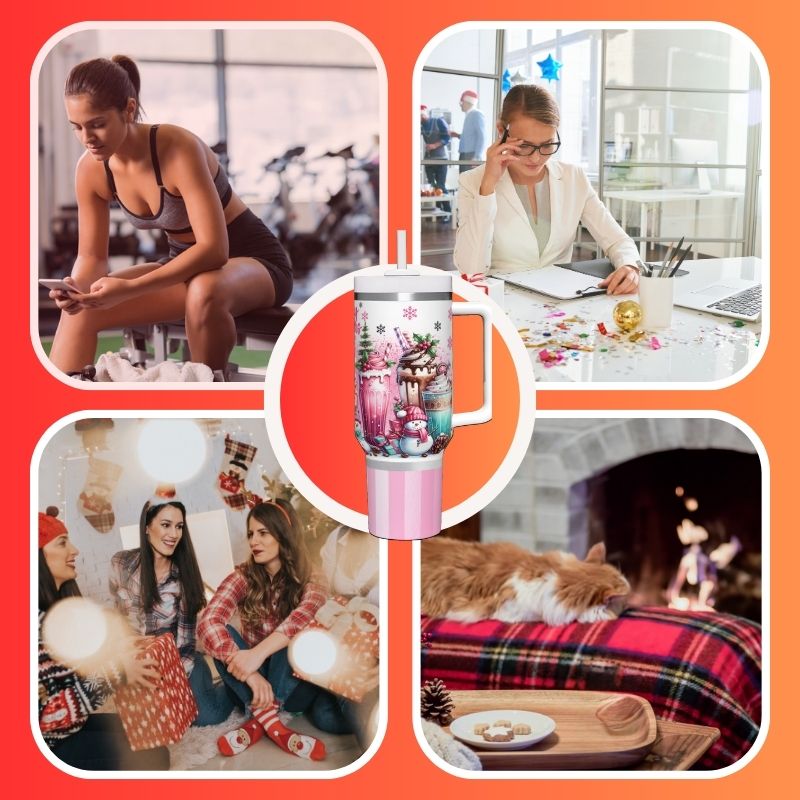 Christmas Frosted Pink Sodas | 40 0z Tumblers