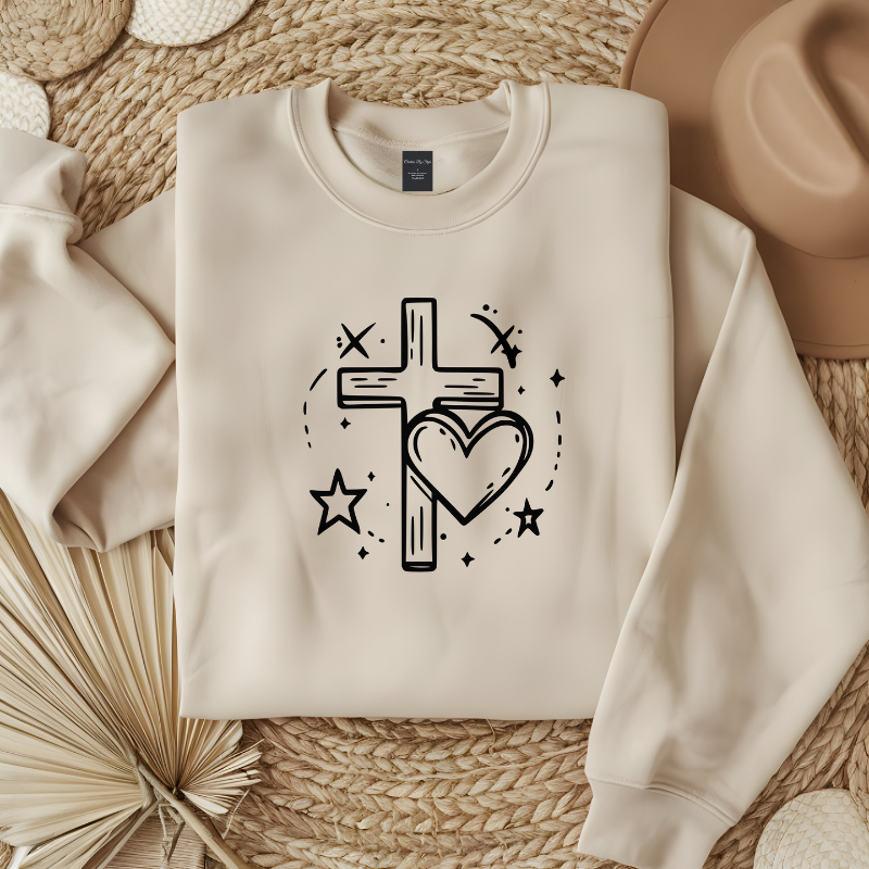 LOVED Cross Heart | Women Christian Valentine Sweatshirt