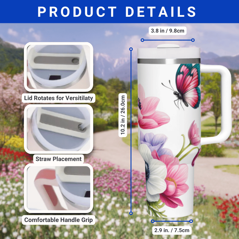 Colorful Anemones Flowers & Butterfly 40 oz Tumbler