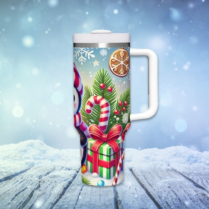 Christmas Candy with Penguin | 40 0z Tumbler