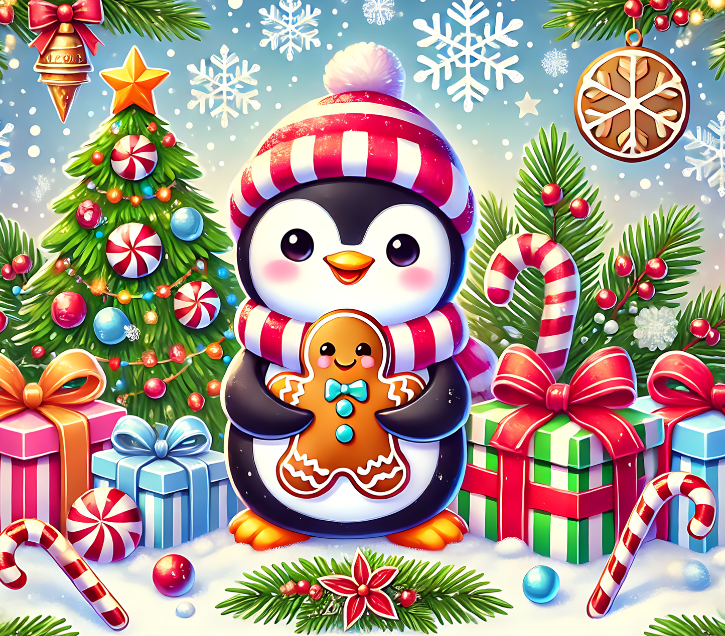 Christmas Candy with Penguin | 40 0z Tumbler