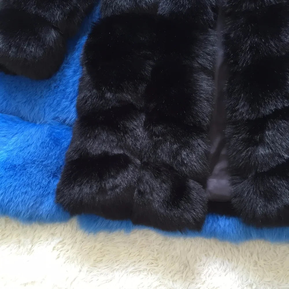 Long Sleeve Camel Faux Fur Coat With Thick Warm Lining