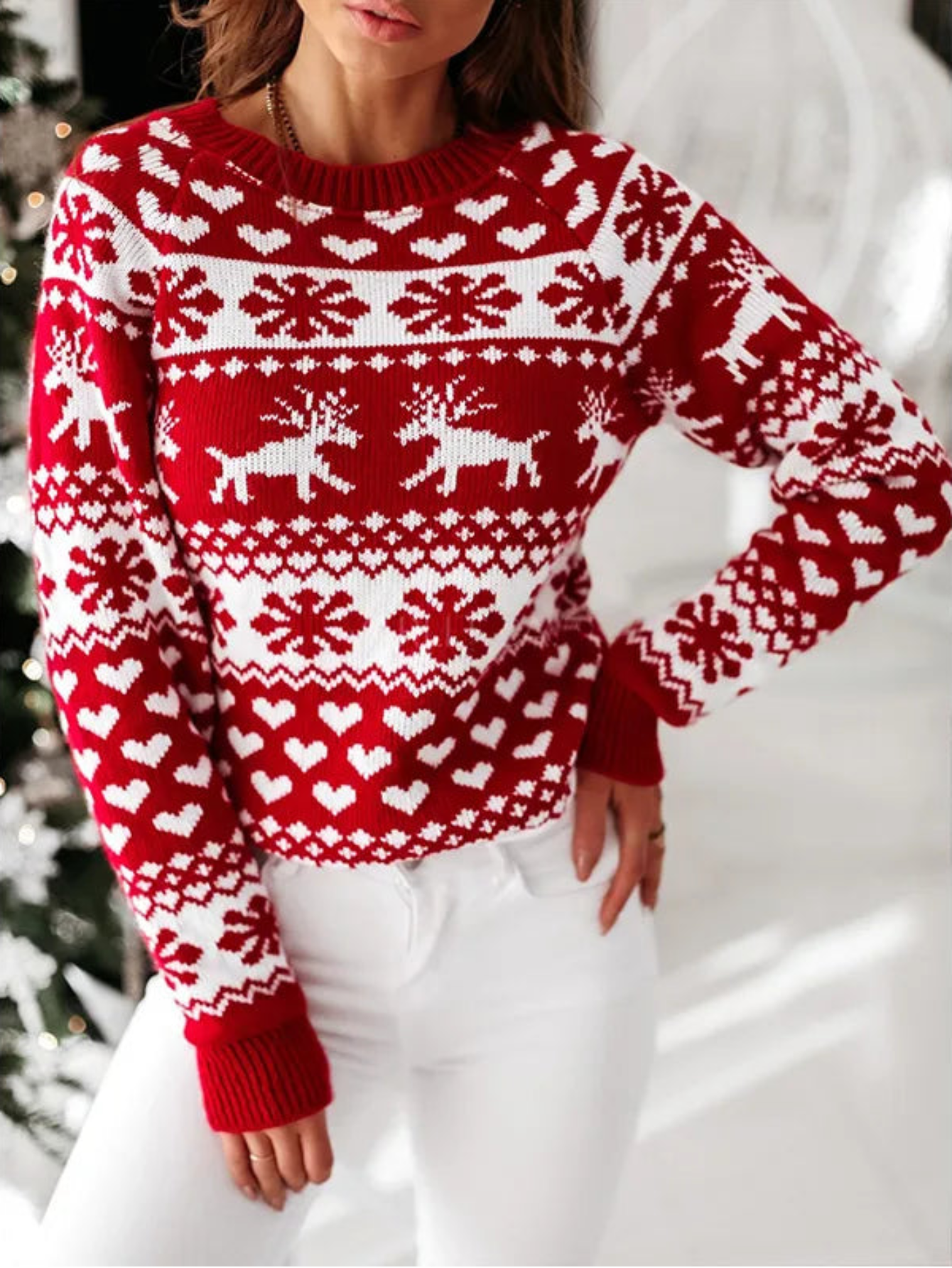 Jacquard Knit Winter Christmas Sweater