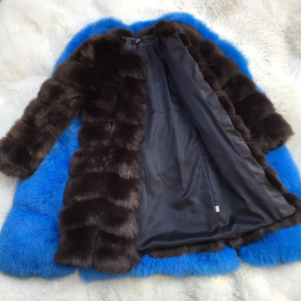 Long Sleeve Camel Faux Fur Coat With Thick Warm Lining