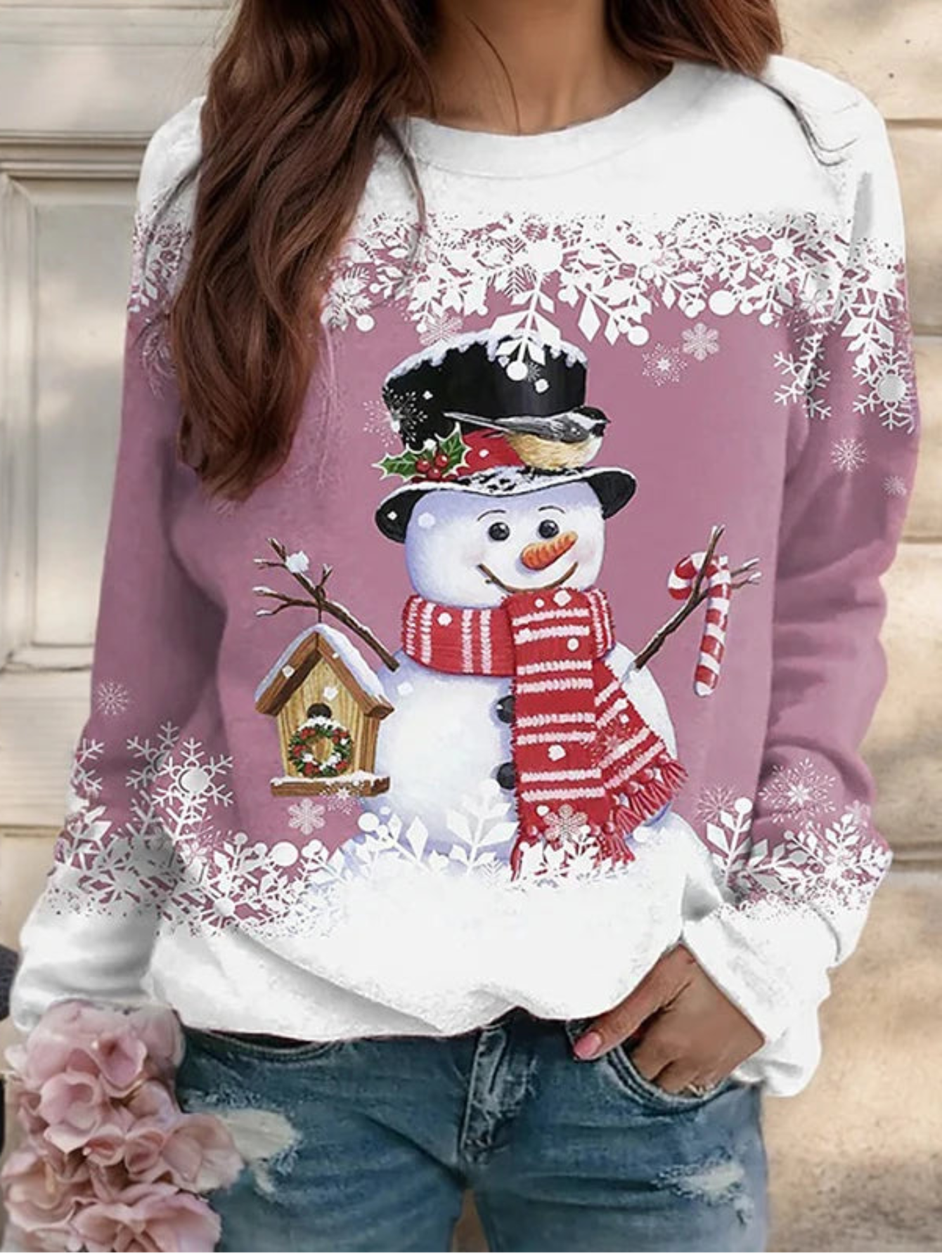 Christmas Snowman Print Sweatshirts
