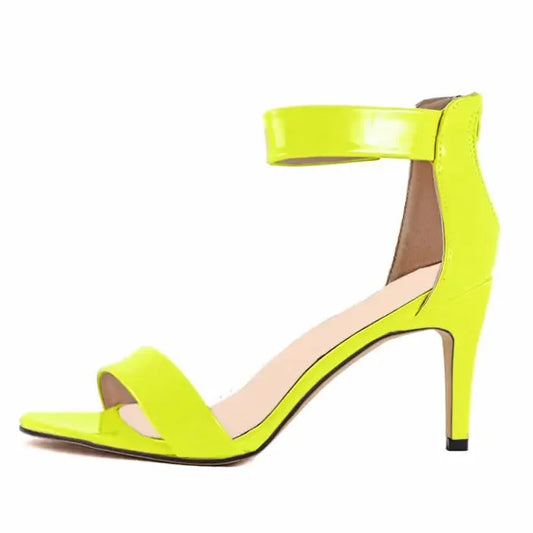 Open Toe 9cm Heel Sandals With Ankle Strap