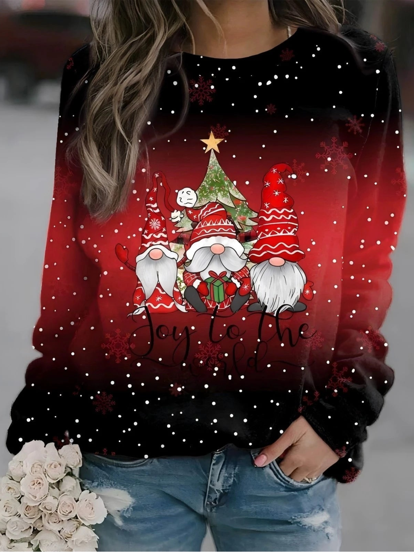 Christmas Night Nomes Print Sweatshirts