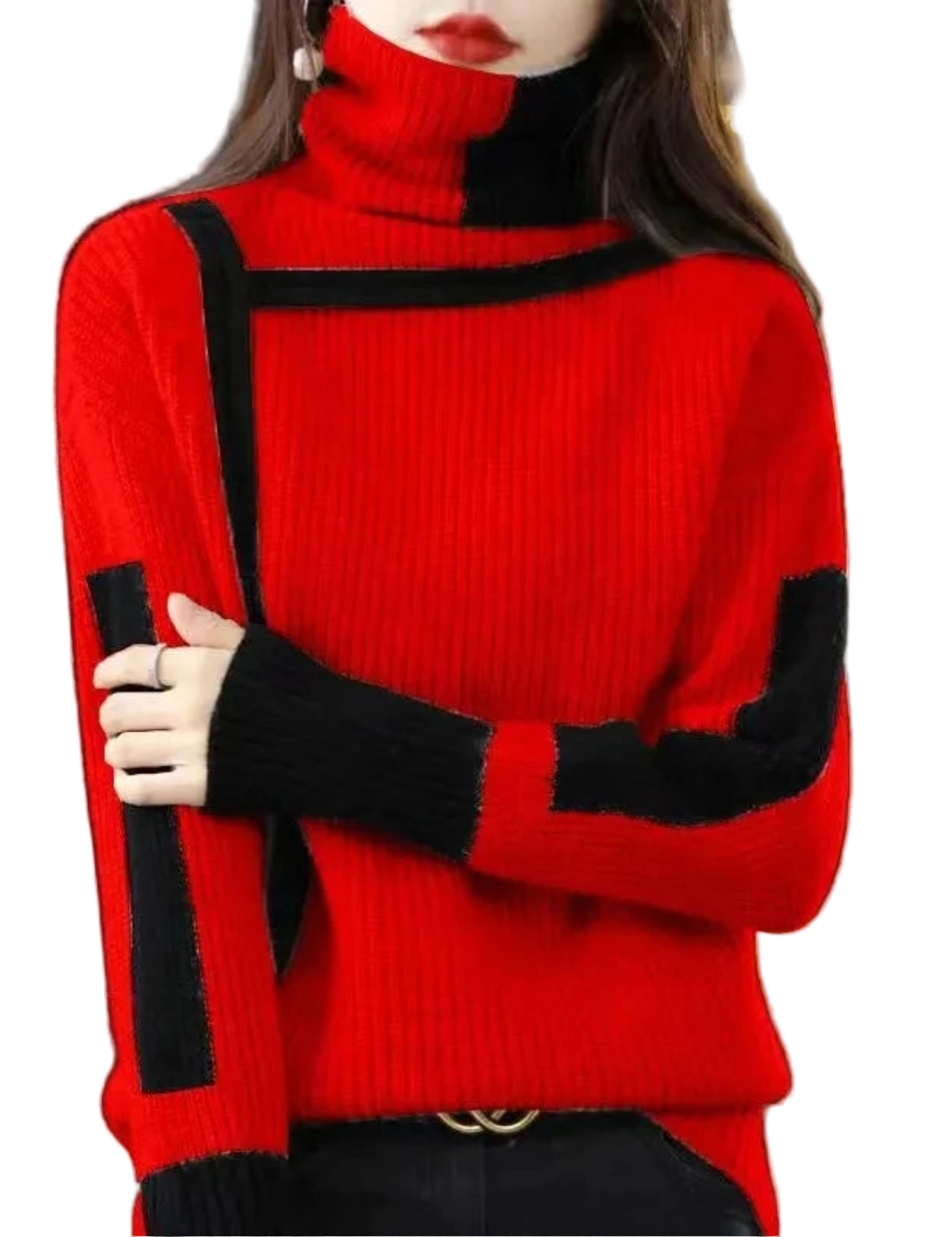 Cozy High Collar Knit Pullover Sweater For Women