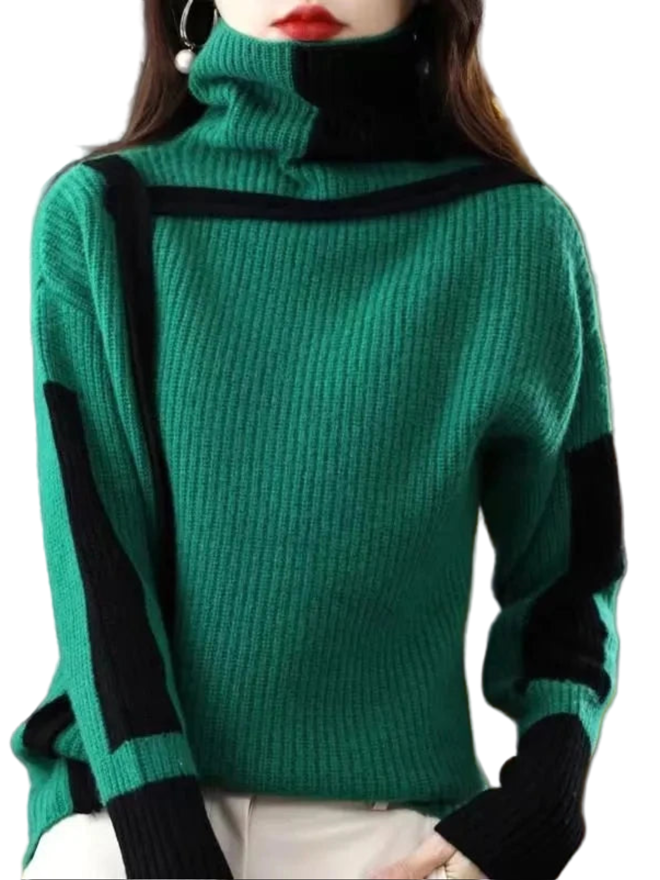 Cozy High Collar Knit Pullover Sweater For Women