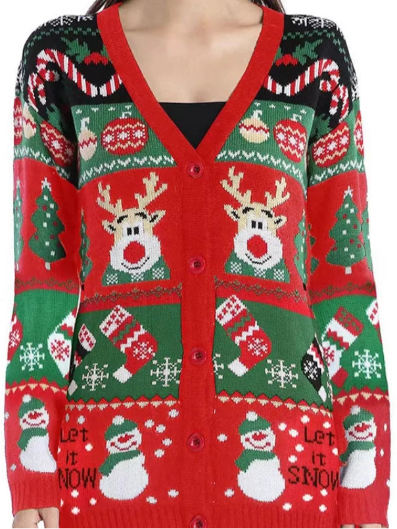 Christmas Cartoon Knit Sweater Full Sleeve Cardigan Warm