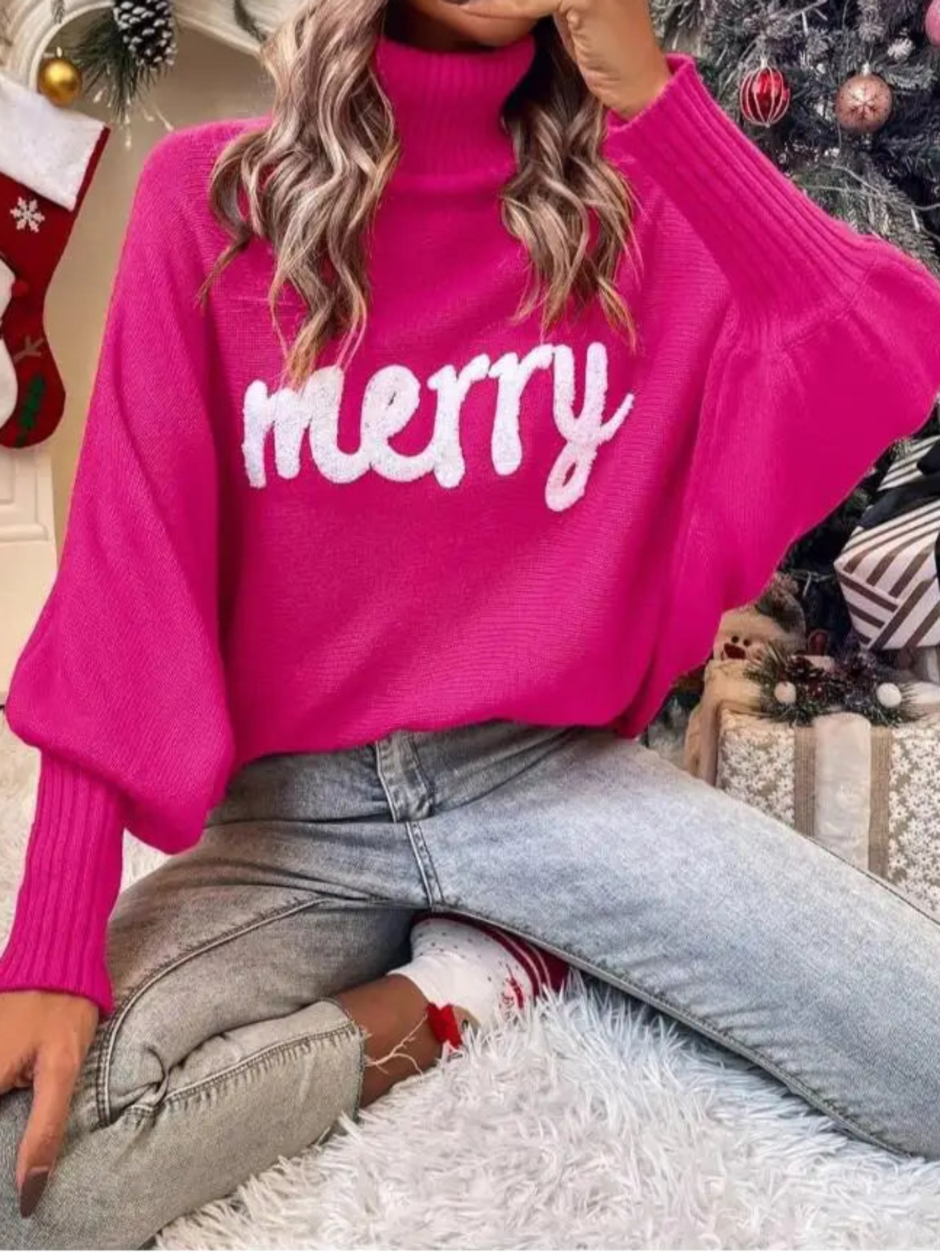 Merry Christmas Turtleneck Sweater