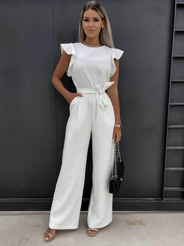 Women's Wide Leg Jumpsuit | Polyester Broadcloth | Relaxed Fit