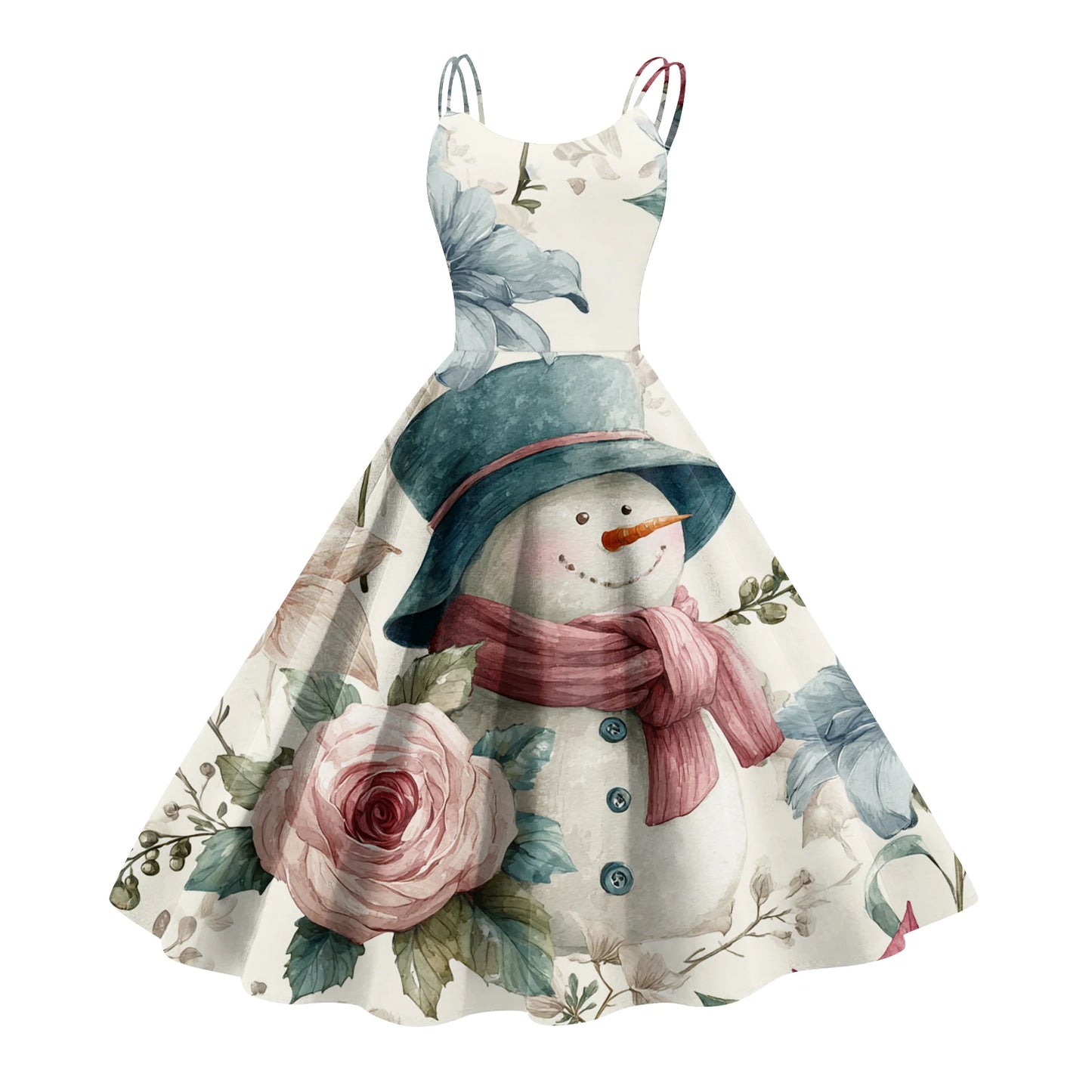 Slim Spaghetti Strap Christmas Polyester Dress Women's