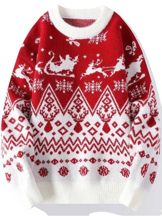 Red & Blue Christmas Knit Pullover Sweaters