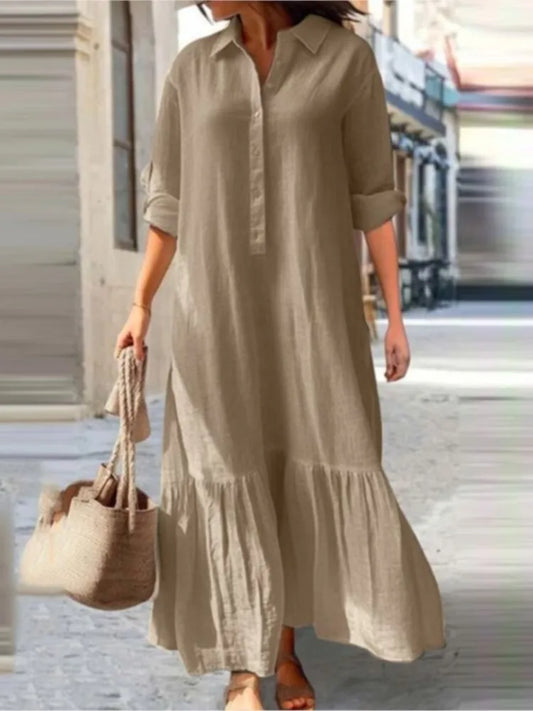 Casual Long Sleeve Dress for Women - Elegant Office Shirt