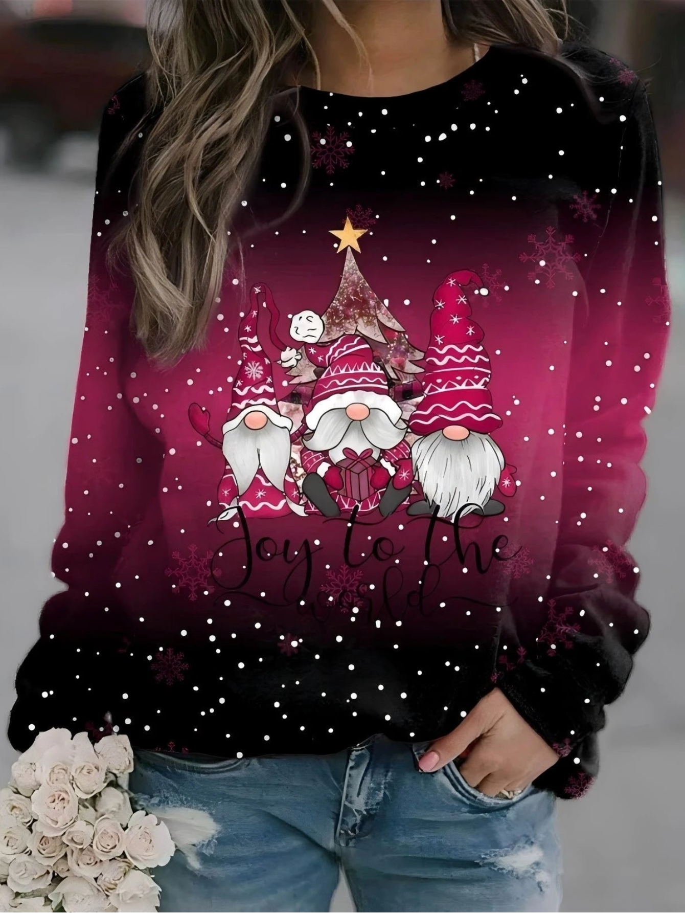 Christmas Night Nomes Print Sweatshirts