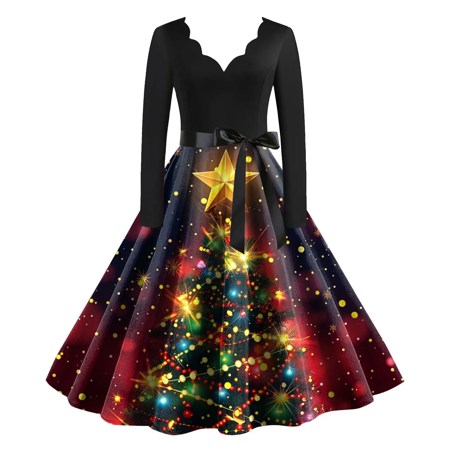 Women's A-Line Christmas Print Polyester Dress Regular