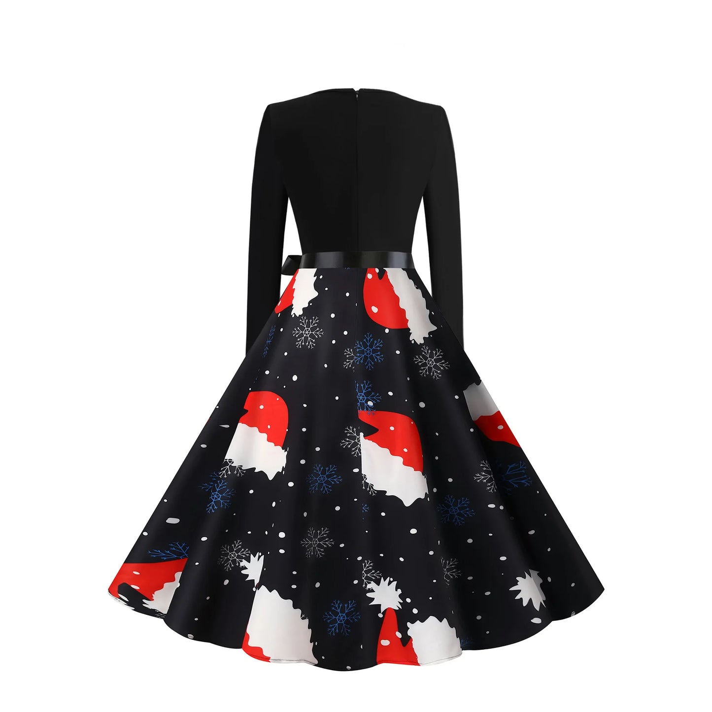 Women's Slim Fit Christmas Print Long Sleeve Dress Polyester