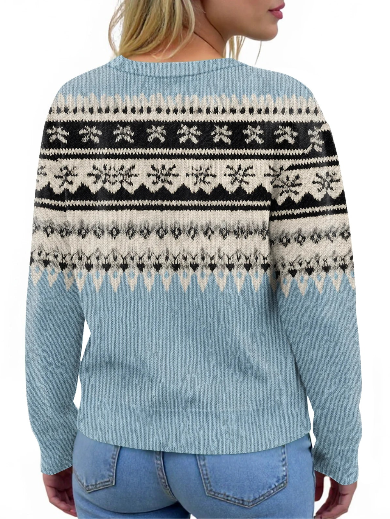 Southwestern Style Christmas Printed Knitted Cardigan