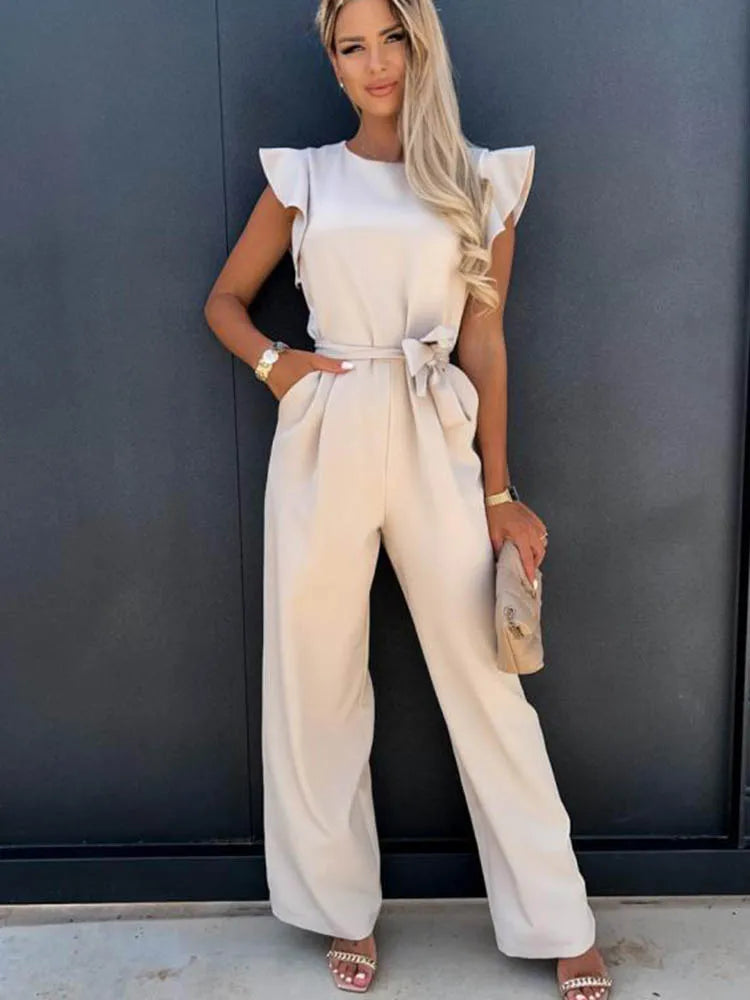 Women's Wide Leg Jumpsuit | Polyester Broadcloth | Relaxed Fit